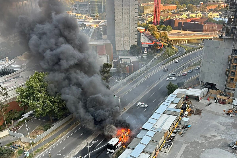 Fire crews extinguish major bus blaze on Power St