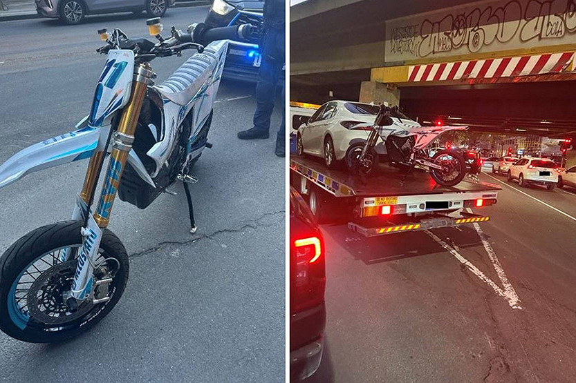 Unregistered and unlicenced rider recording ride through Melbourne