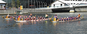 Dragon boats do battle